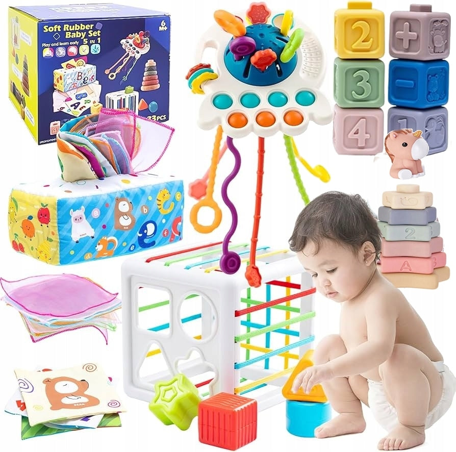 6in1 Montessori Toy Set for Baby 6-12 Months Sensory Toys Packaging status original
