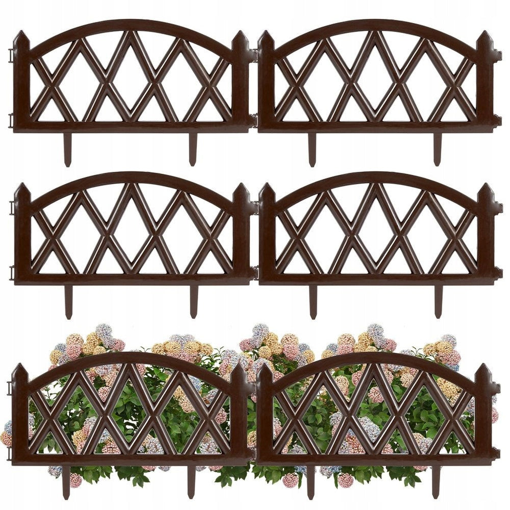 6x GARDEN Fence plastic brown border palisade edging lawn 3 m