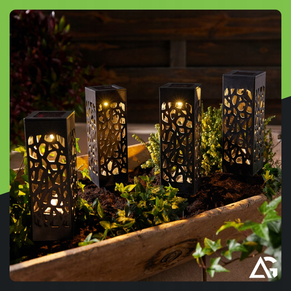 6x SOLAR LAMP OPENWORK DECORATIVE HAMMERED LED GARDEN SET OF 6 XXL Manufacturer code OGRODOWE LAMPKI SOLARNE DO OGRODU AŻUROWE LED