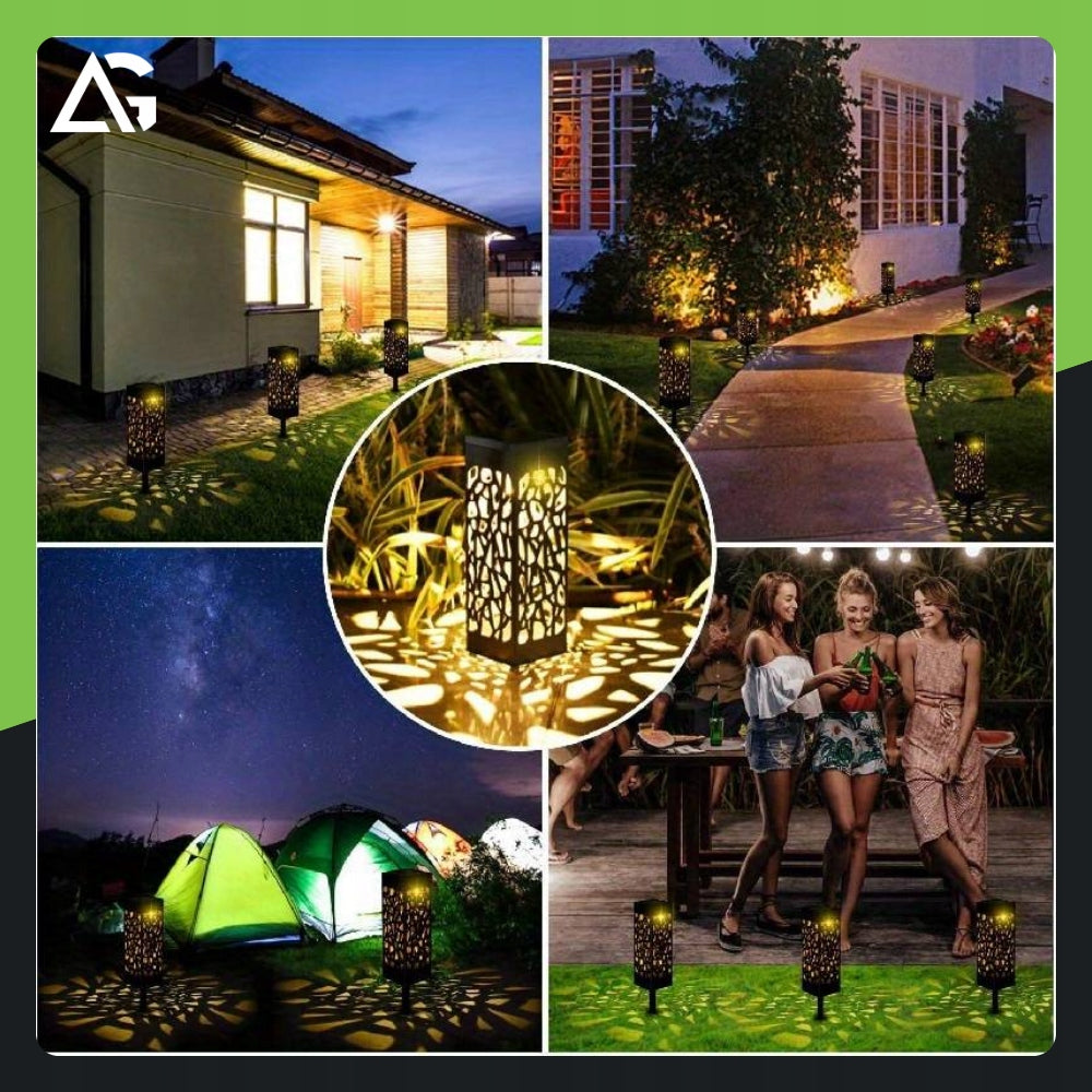 6x SOLAR LAMP OPENWORK DECORATIVE HAMMERED LED GARDEN SET OF 6 XXL Packaging status original