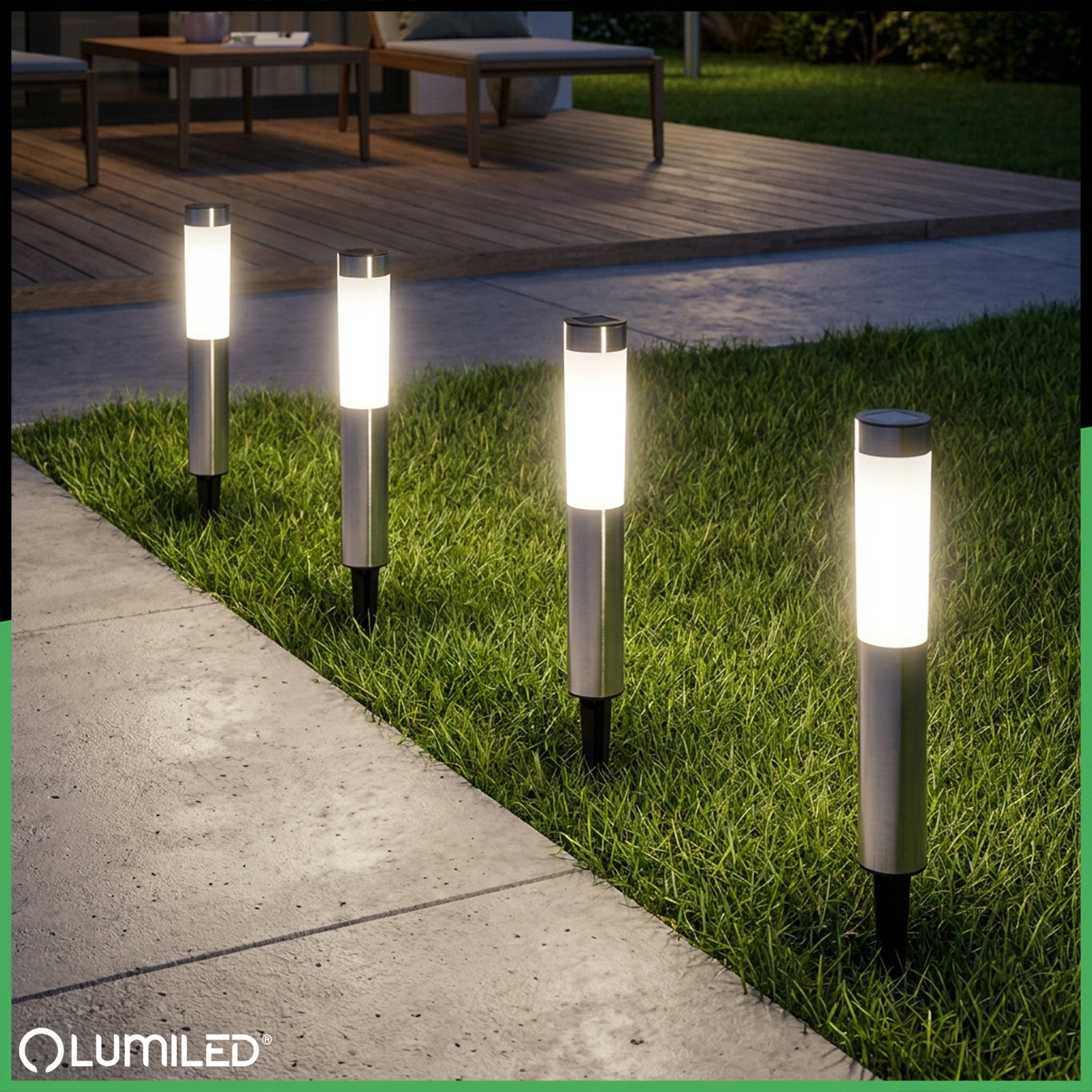 6x Solar Garden Lamp LED Punched Outdoor Decorative Garden Post Diameter/width 6.2 cm