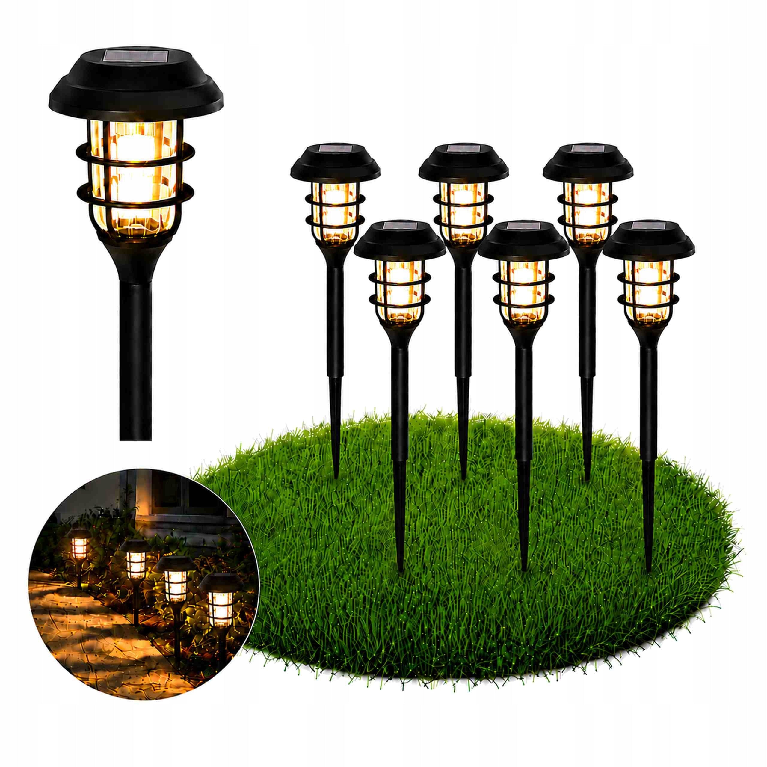 6x Solar LED Garden Lamp Moving Flame Fire Lantern Twilight LOFT