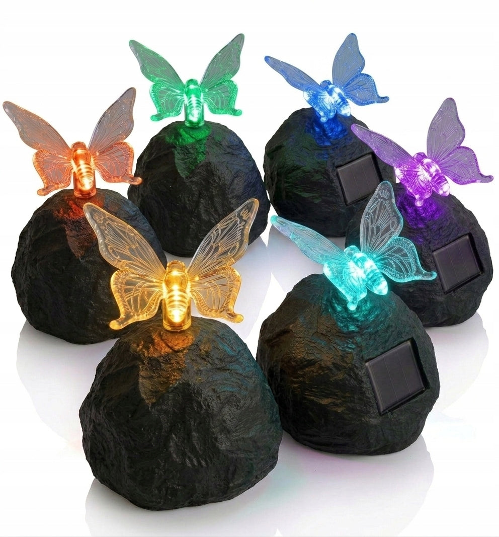 6xSTONE solar lamp garden decoration led lamp insect on stone post Manufacturer code 6x P-605