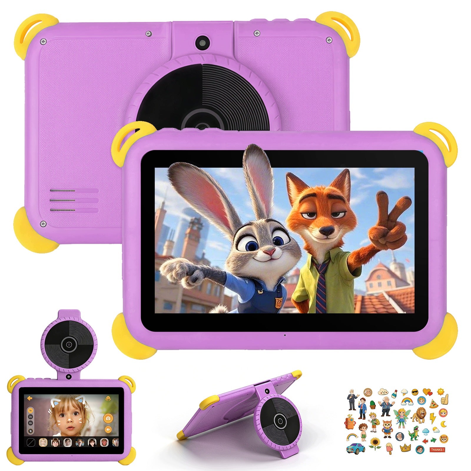 7“ Android 15 Kids Learning Tablet 20GB+64GB Parental Control AI Dual Cam