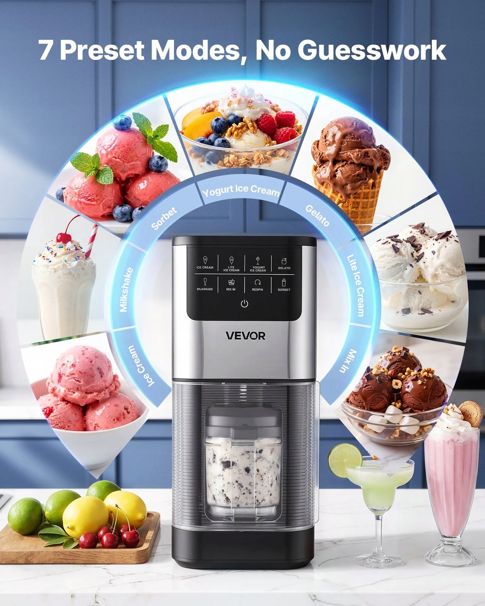 7 IN 1 HOMEMADE COCKTAIL SORBET ICE CREAM MAKER INCLUDED 2 BOWLS Packaging status original