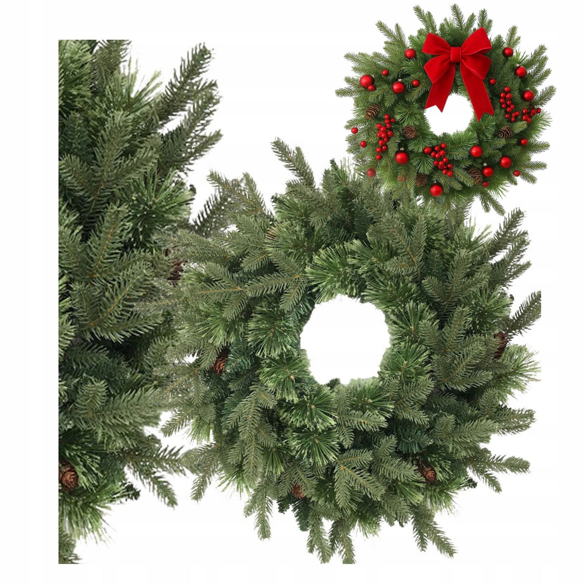 70 CM CHRISTMAS DECORATIVE WREATH WITH PREMIUM DOOR CONES Packaging status original