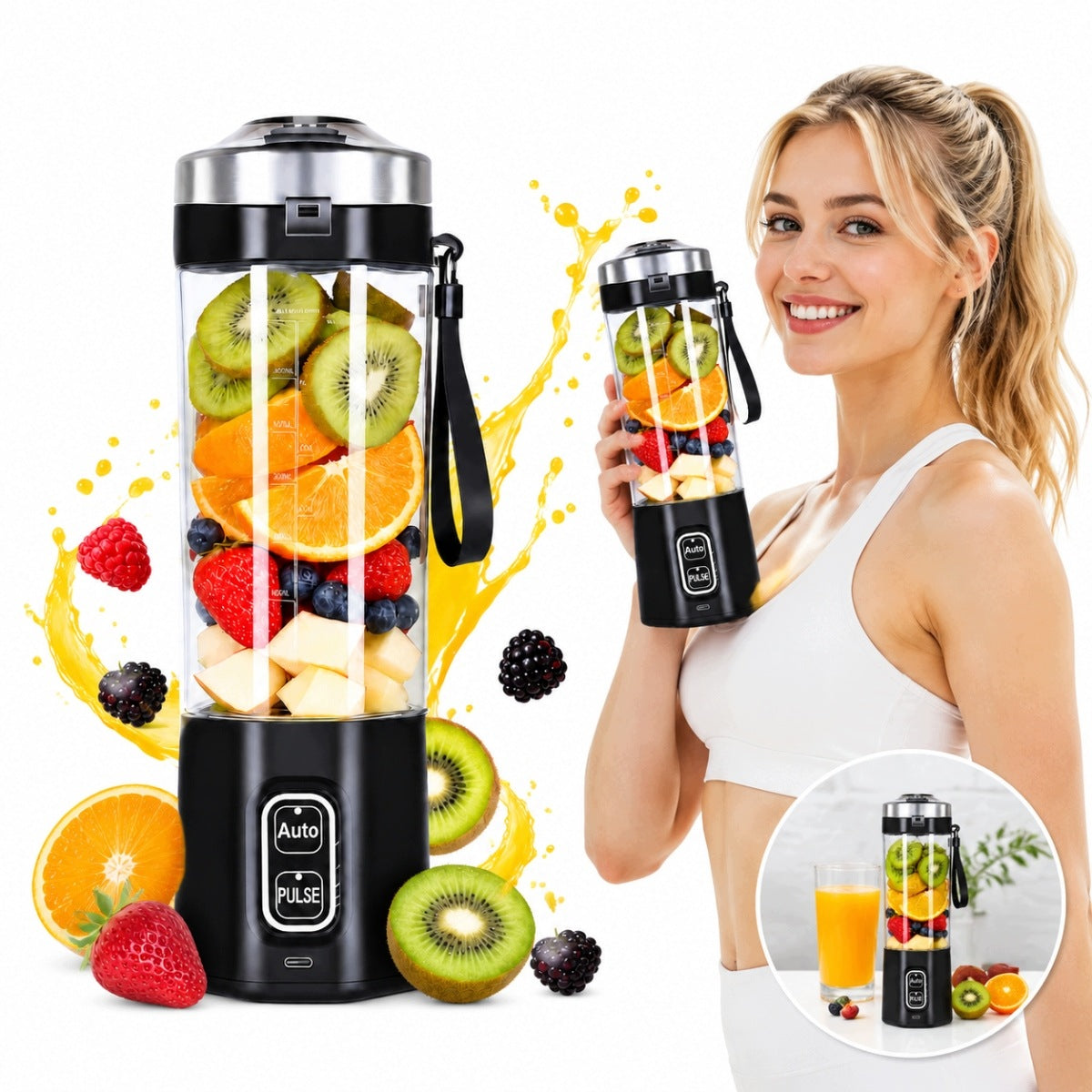 700ML 360W CUP BLENDER PORTABLE WIRELESS TO USB POWERFUL