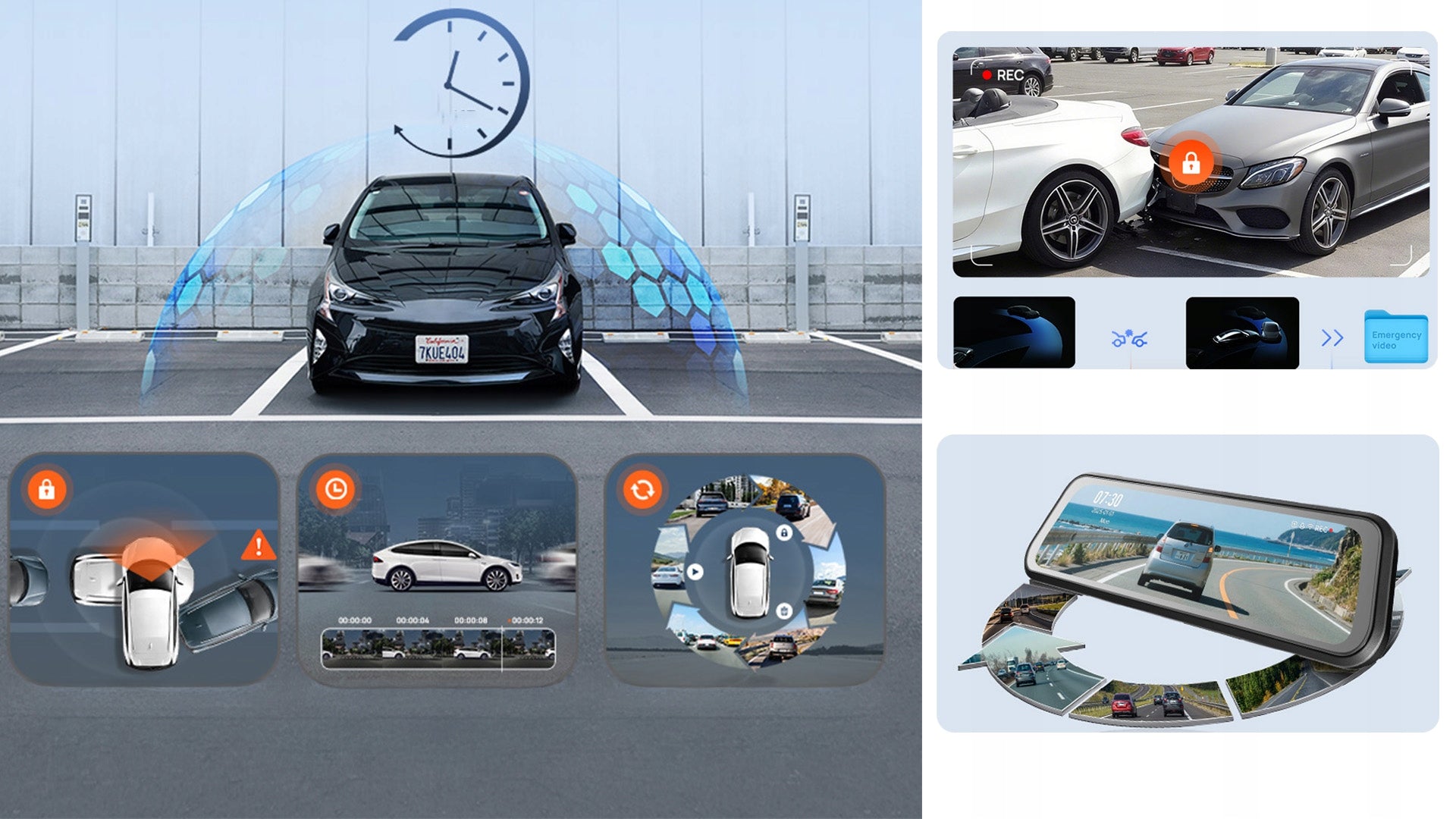 70mai Car camera mirror S410 VIDEO RECORDER + rear RC15 + GPS Memory card included none