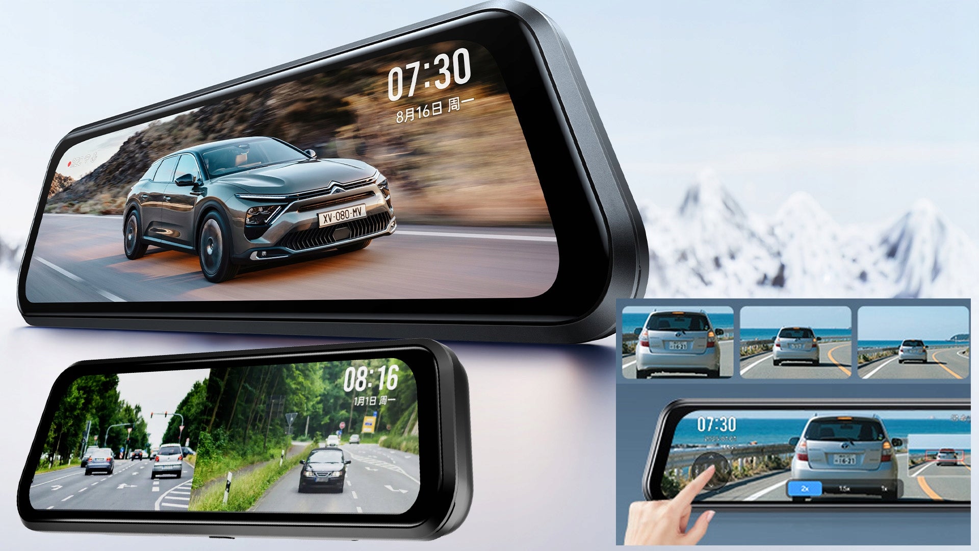 70mai Car camera mirror S410 VIDEO RECORDER + rear RC15 + GPS Model S410 REARVIEW DASH CAM + RC15