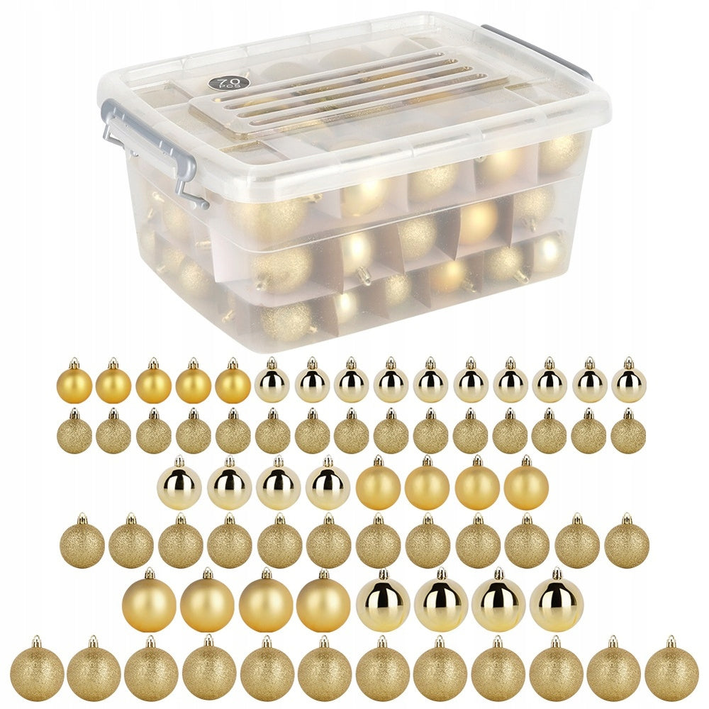 70x Christmas Baubles Unbreakable GOLD Christmas Tree Baubles Set