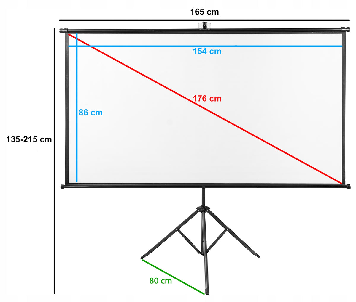 72" 16:9 Projection Screen Wall Mounted Ceiling Mount with Tripod for Home Theater Packaging status original