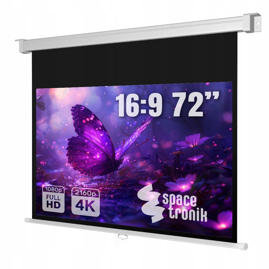 72" Handheld Projection Screen Ceiling for 4K Projector 16:9 Spacetronik