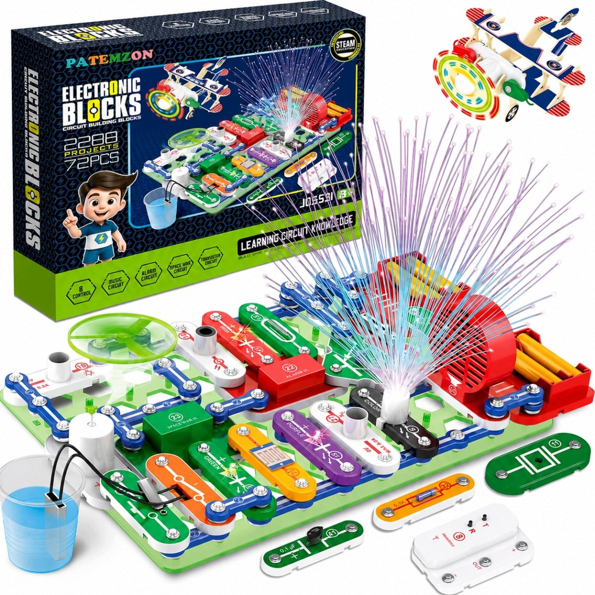 72PCS EDUCATIONAL SET SMALL ELECTRONICS WITH 2288+ EXPERIMENTS ELECTRICIAN SCIENCE Kind physics kits