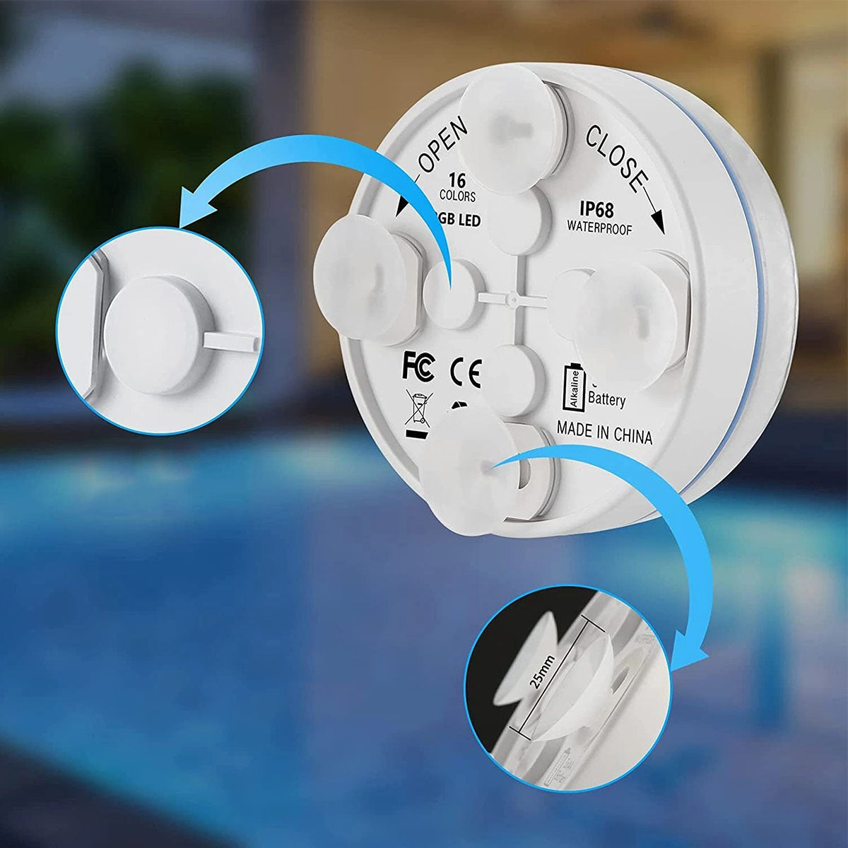 LED lempa baseinui ir sūkurinei voniai, 13 LED, su nuotolinio valdymo pultu, atspari vandeniui, 4 vnt.