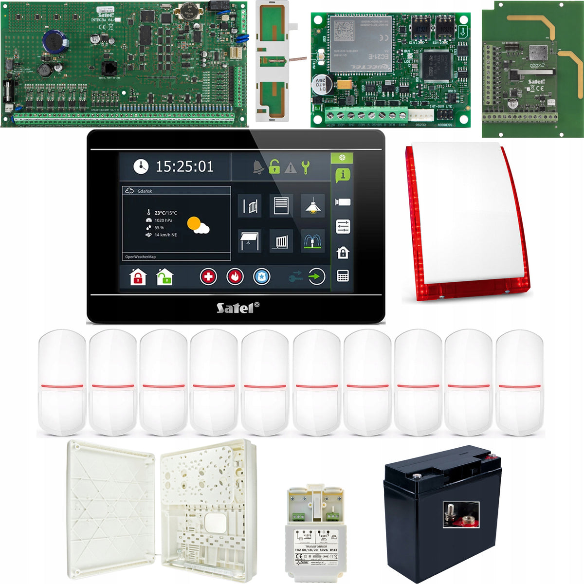 [79b10] Alarm Kit Integra 64+INT-TSI-B+INT-GSM LTE+ACU-220+18Ah SATEL