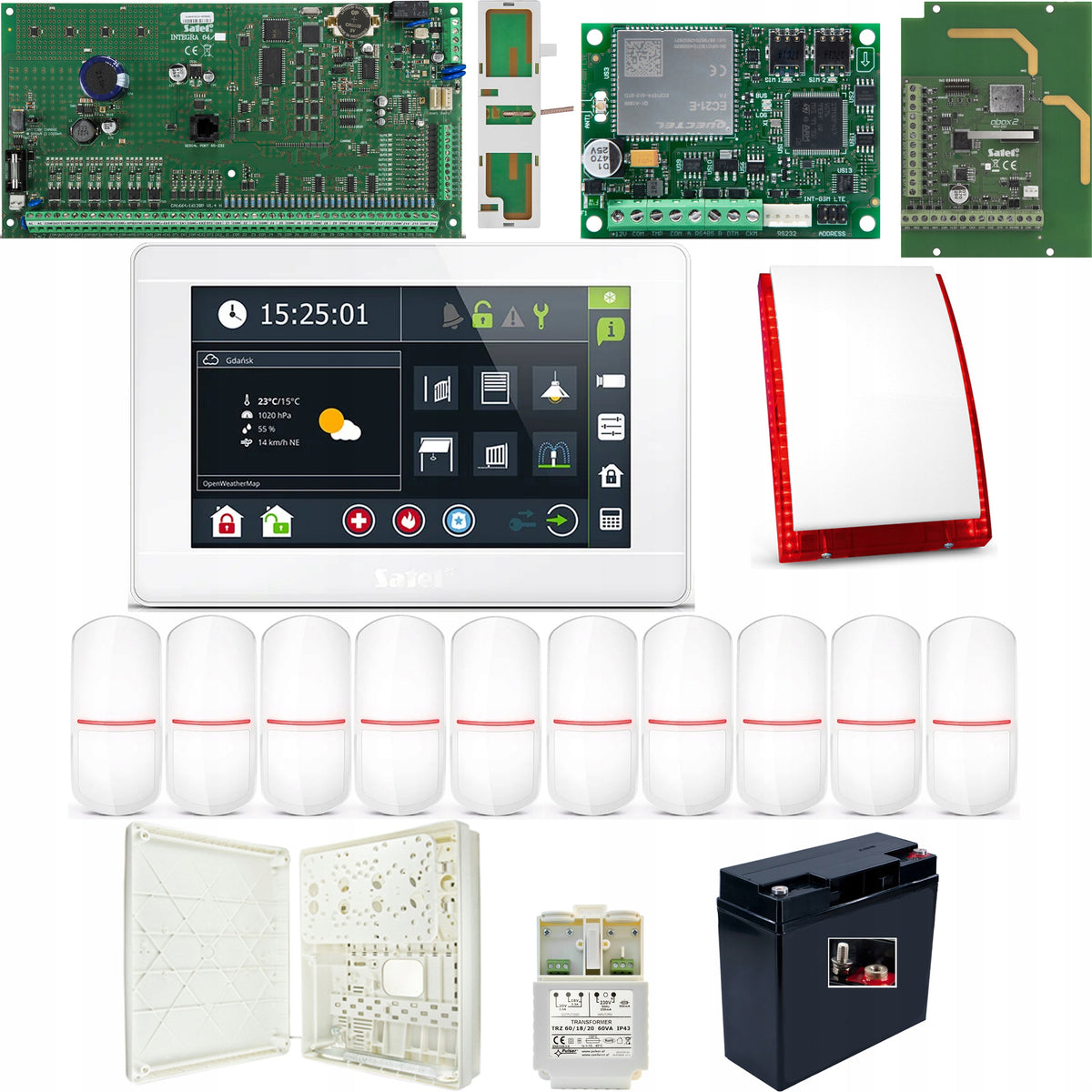 [79w10] Integra 64+INT-TSI-W+INT-GSM LTE+ACU-220+18Ah SATEL Alarm Kit