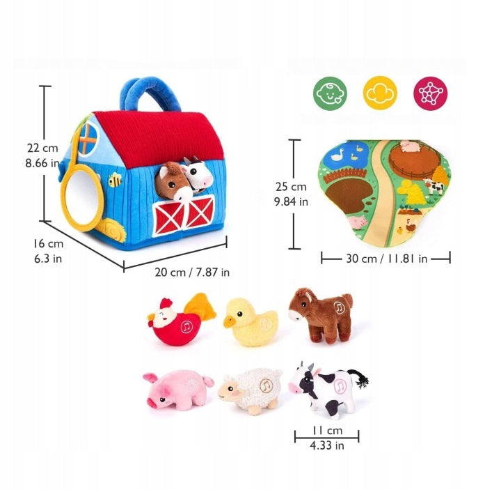 7IN1 MONTESSORI FARM SET WITH STUFFED ANIMALS 6 PLUSH ANIMALS WITH SOUNDS Kid's age 6＋ months
