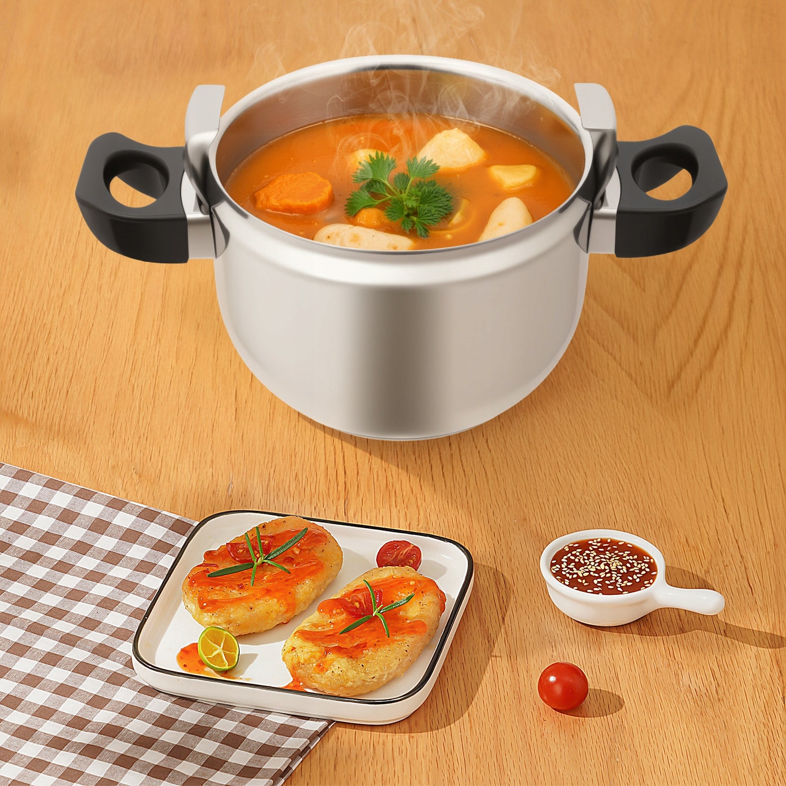 7L 60Kpa Pressure Cooker 201 Stainless Steel Induction Stove Compatible Manufacturer code FL031208