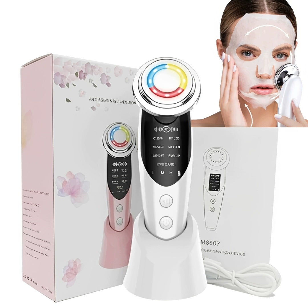 7in1 Face Massager Needleless Electric Mesotherapy EMS Lifting LED