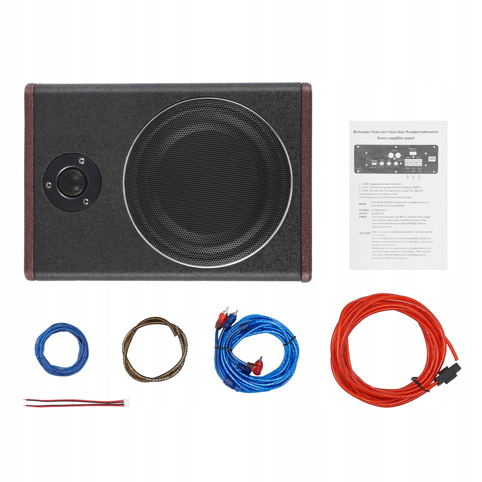 8-INCH 600W 12V POSITIVE WIRE CAR SUBWOOFER BLACK FOR CARS, TRUCKS, JEEPS