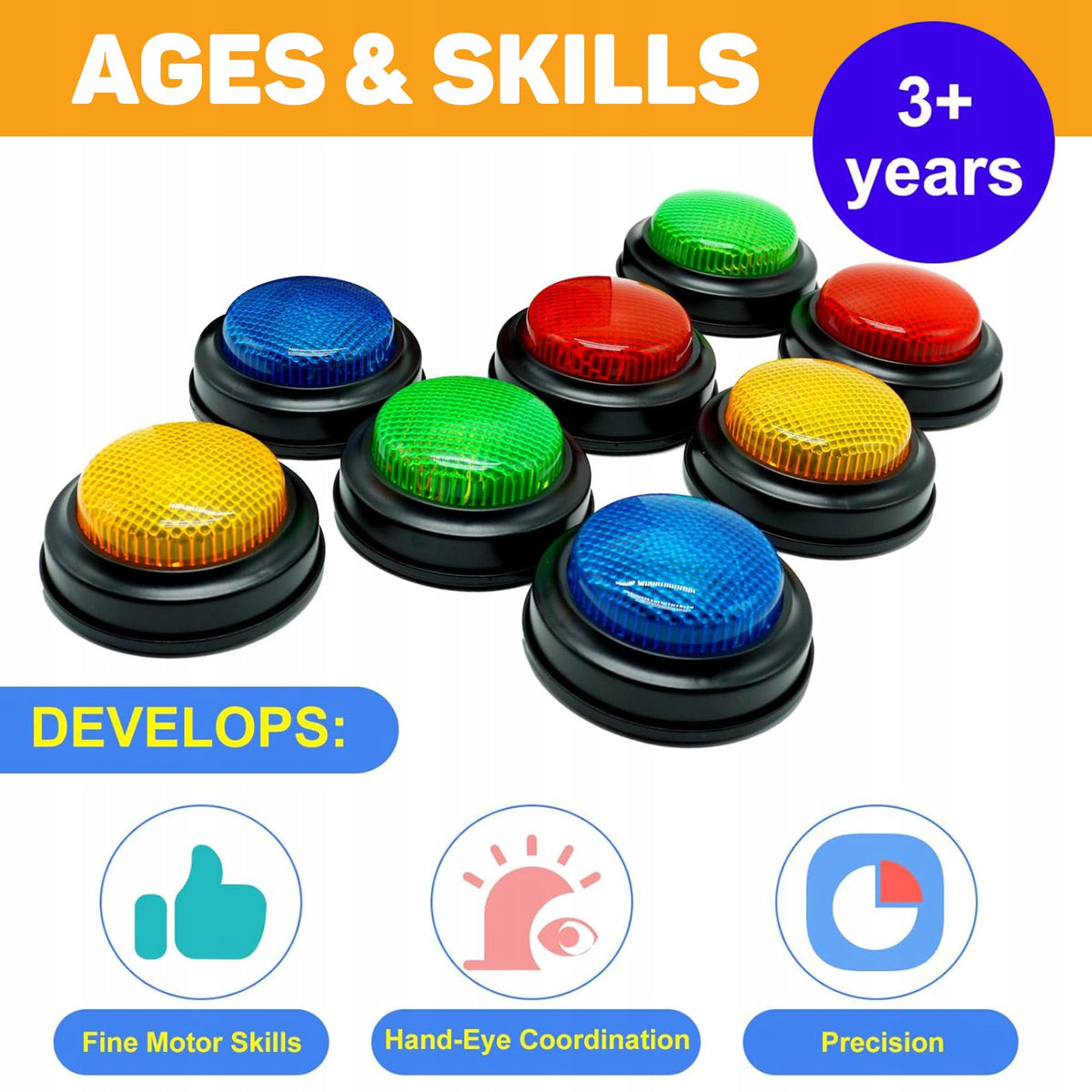 8-Pack Buzzers for Trivia Games, Answer Buzzers for Classroom,Family Buzzer Kind other