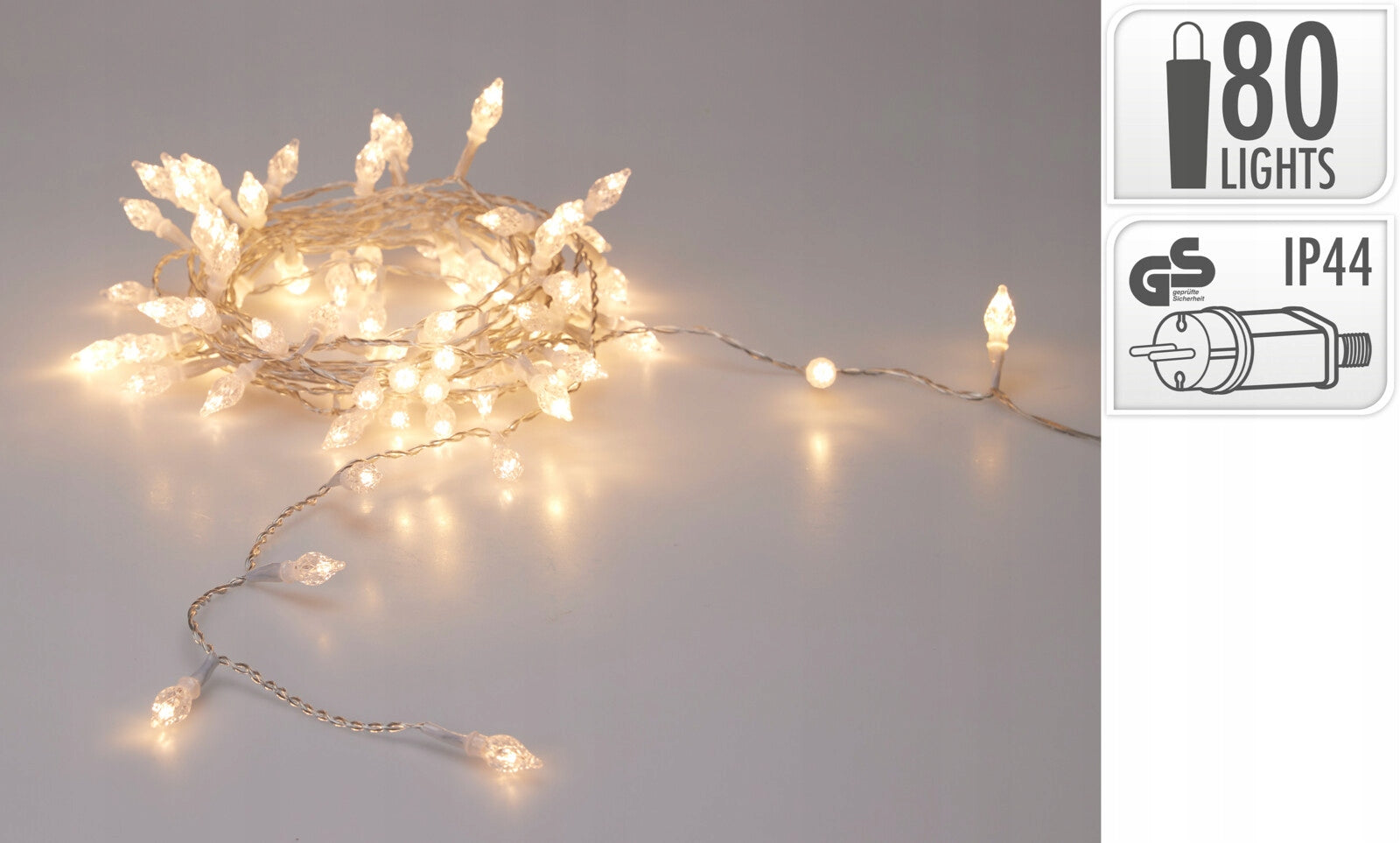 80 LED Light Chain Warm White For Indoor And Garden
