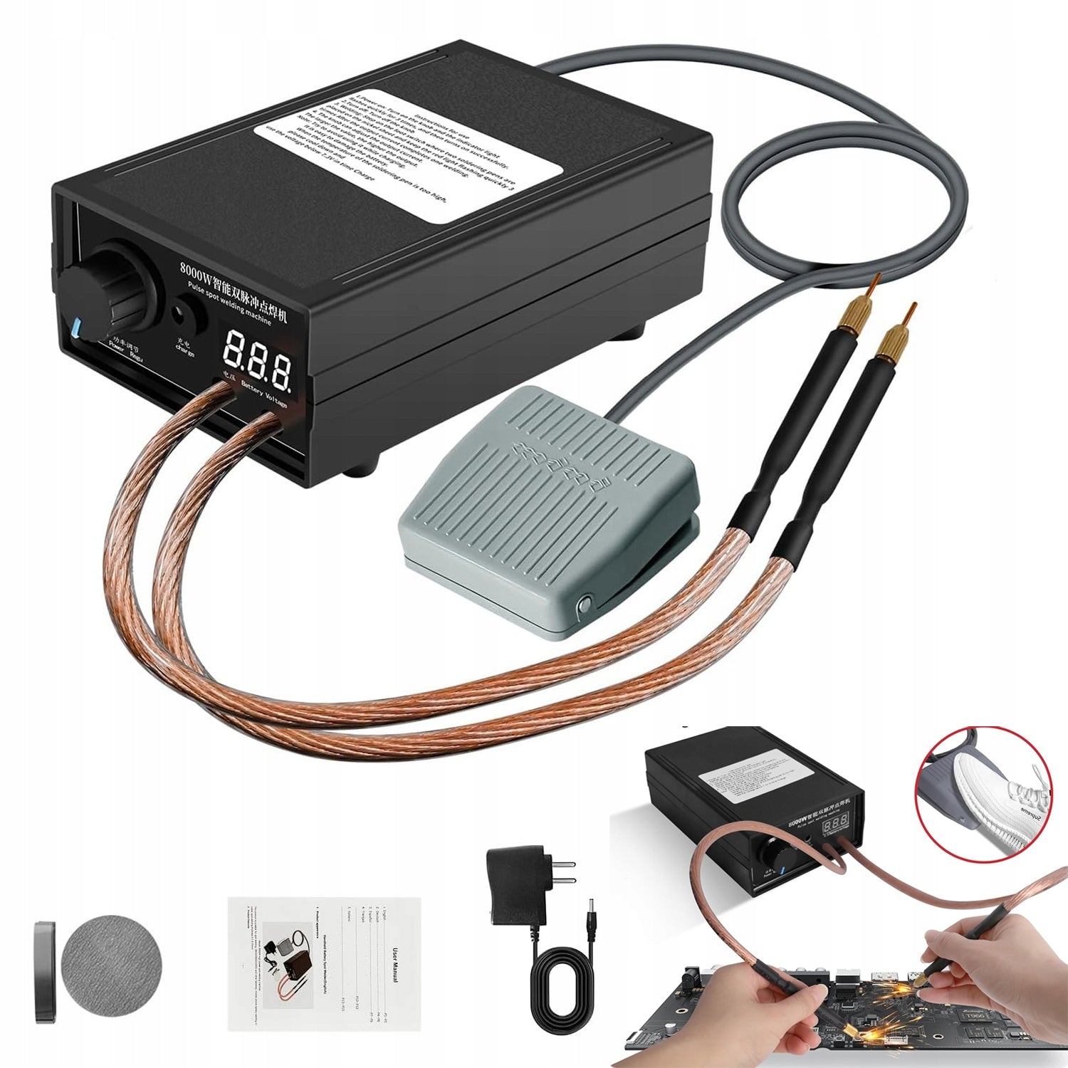 8000W SPOT WELDING MACHINE HIGH POWER PROFESSIONAL WITH PEDAL FOR CELLS 18650