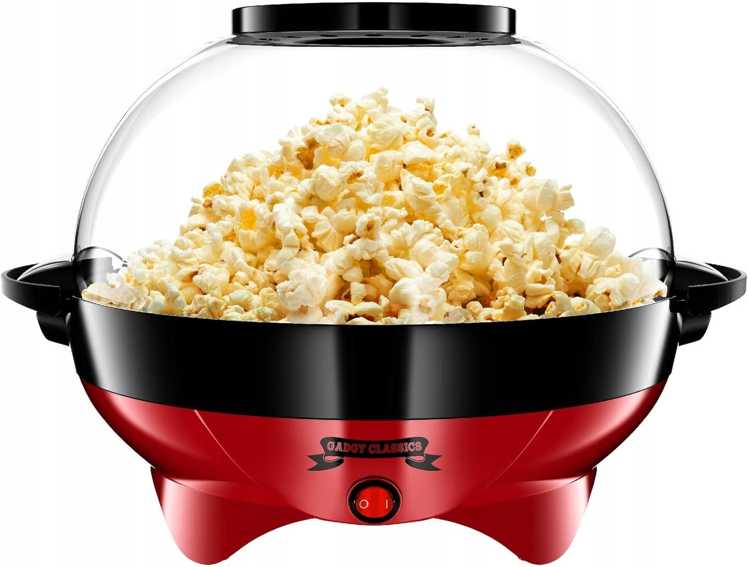 800W 5L NONSTICK POPCORN MACHINE WITH STIRRER RED RETRO