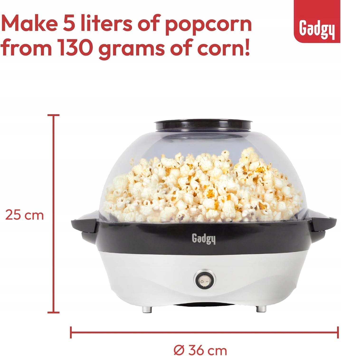 800W POPCORN MACHINE WITH AGITATOR NONSTICK 5L HOMEMADE SILVER Manufacturer code 5906663199110