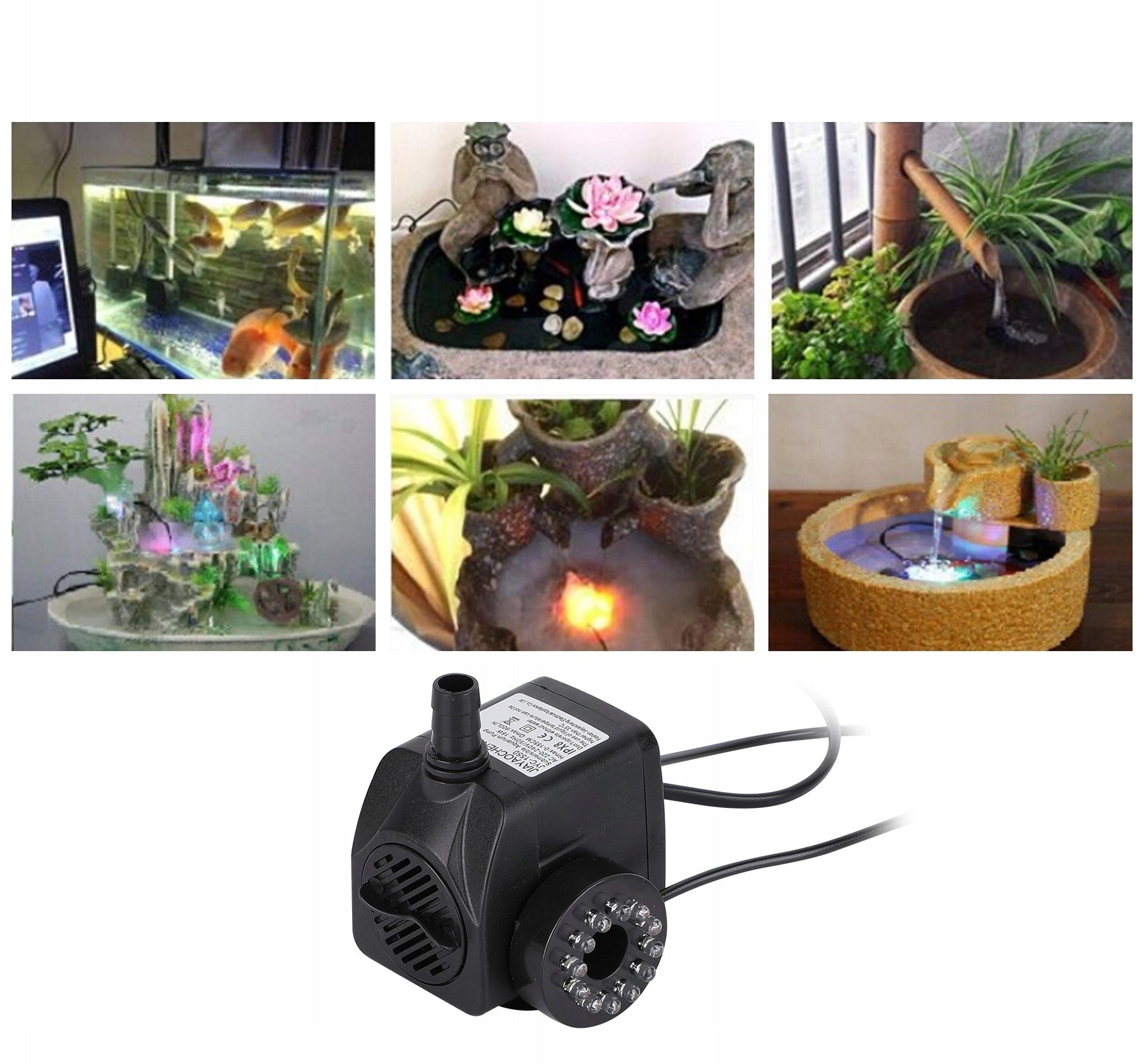 800l/h 16W CIRCULATING PUMP FOR POND WATER FOUNTAIN CASCADE 12 LED Manufacturer code 800l/h