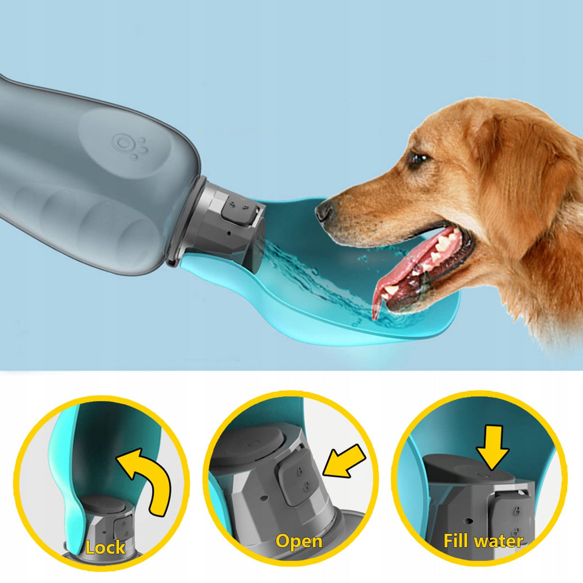 800ml Portable Dog Water Bottle for Large Domestic Dogs in Manufacturer code DogWatterBottle Green