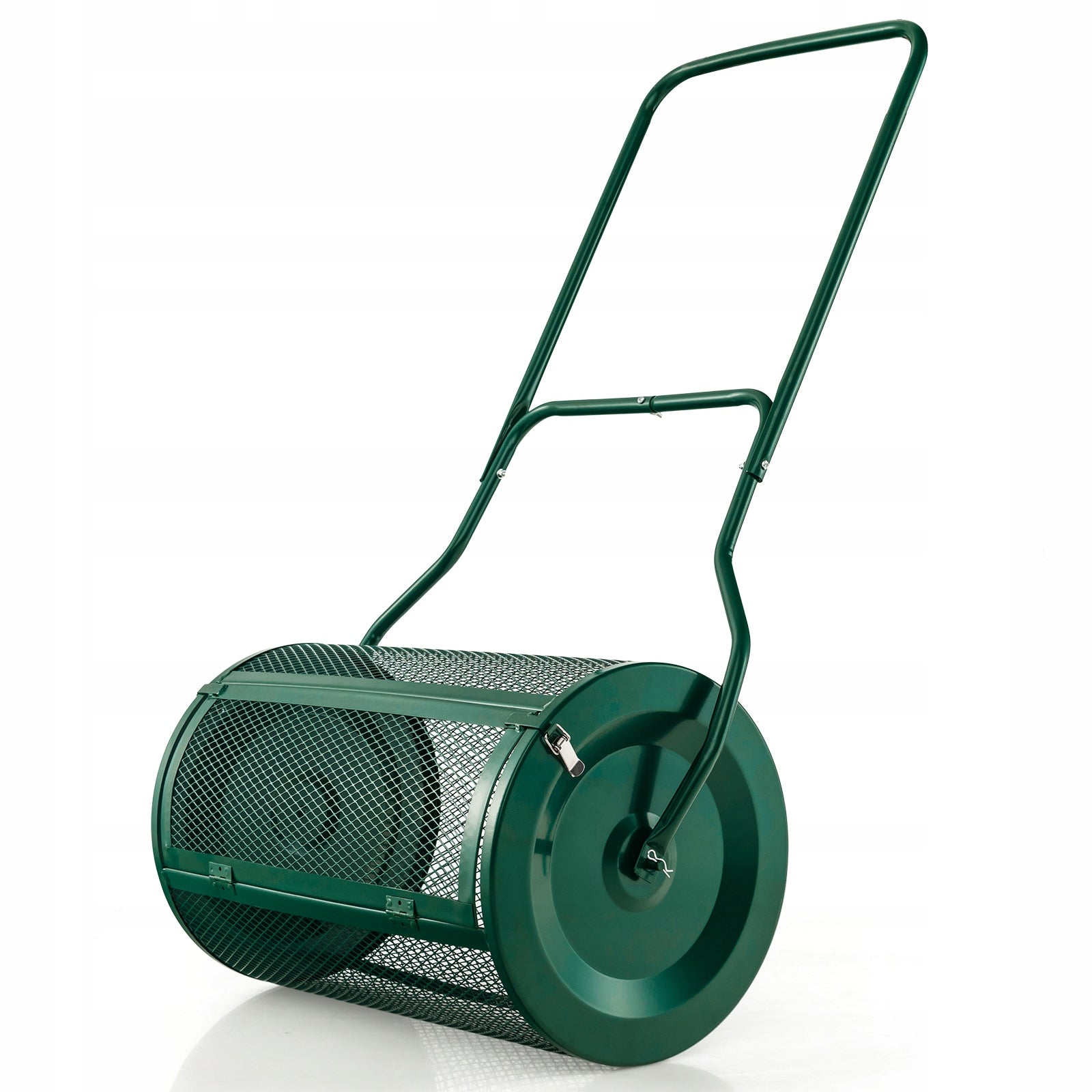 80L Compost Spreader with Side Closures and U-Shaped Handle, Green