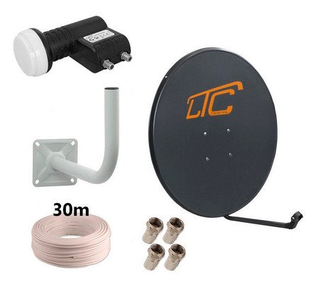80cm canopy satellite dish sat ltc twin+freebie