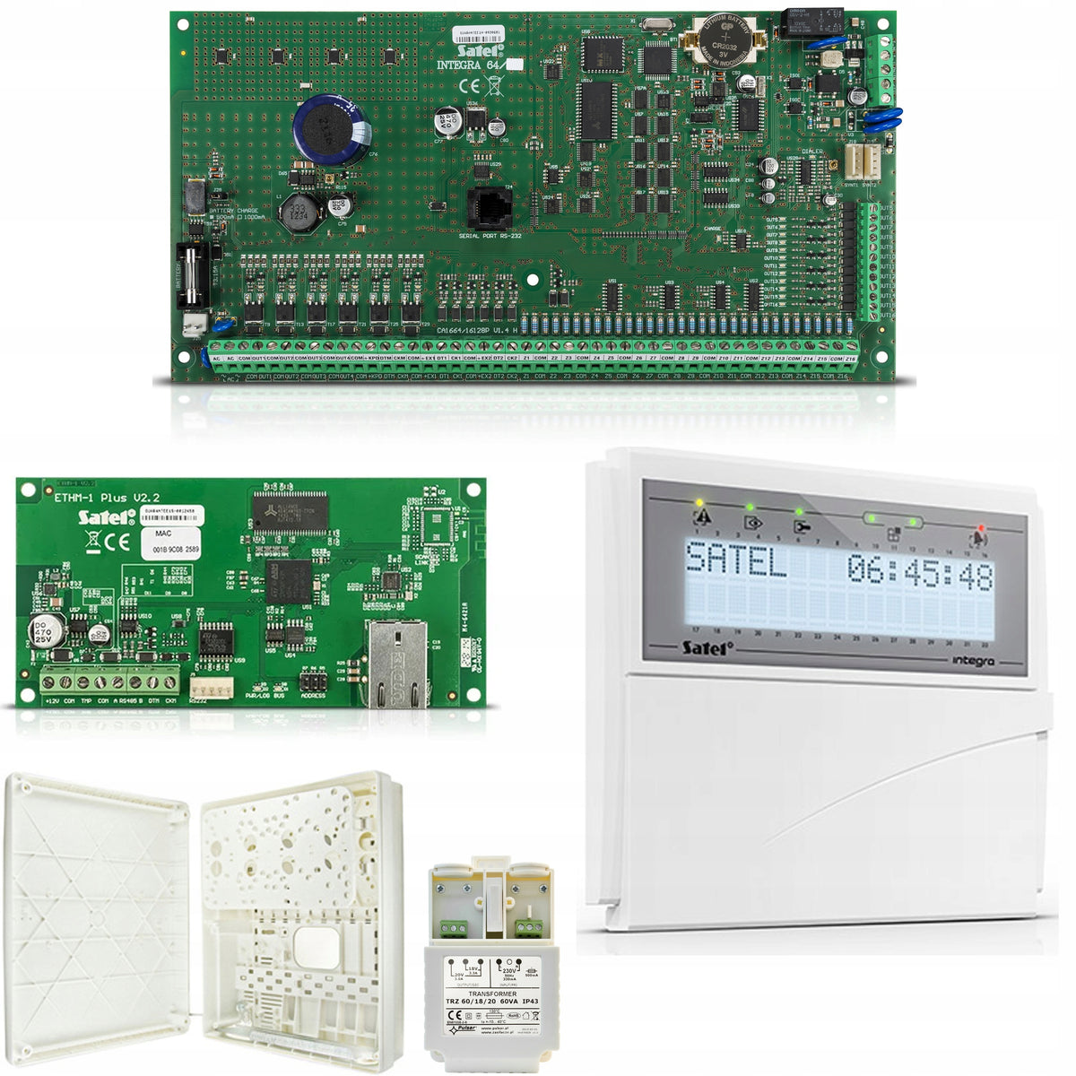 [80w] Integra 64 + INT-KLCD-W + ETHM-1 Plus + OPU-3 P SATEL Alarm Kit
