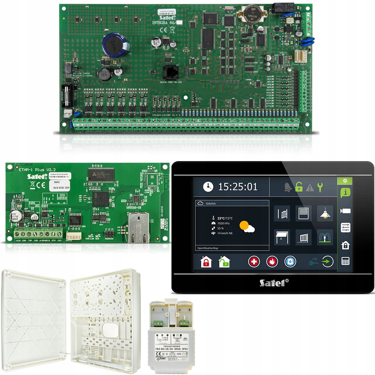 [83b] Integra 64 + INT-TSI-B + ETHM-1 Plus + OPU-3 P SATEL Alarm Kit