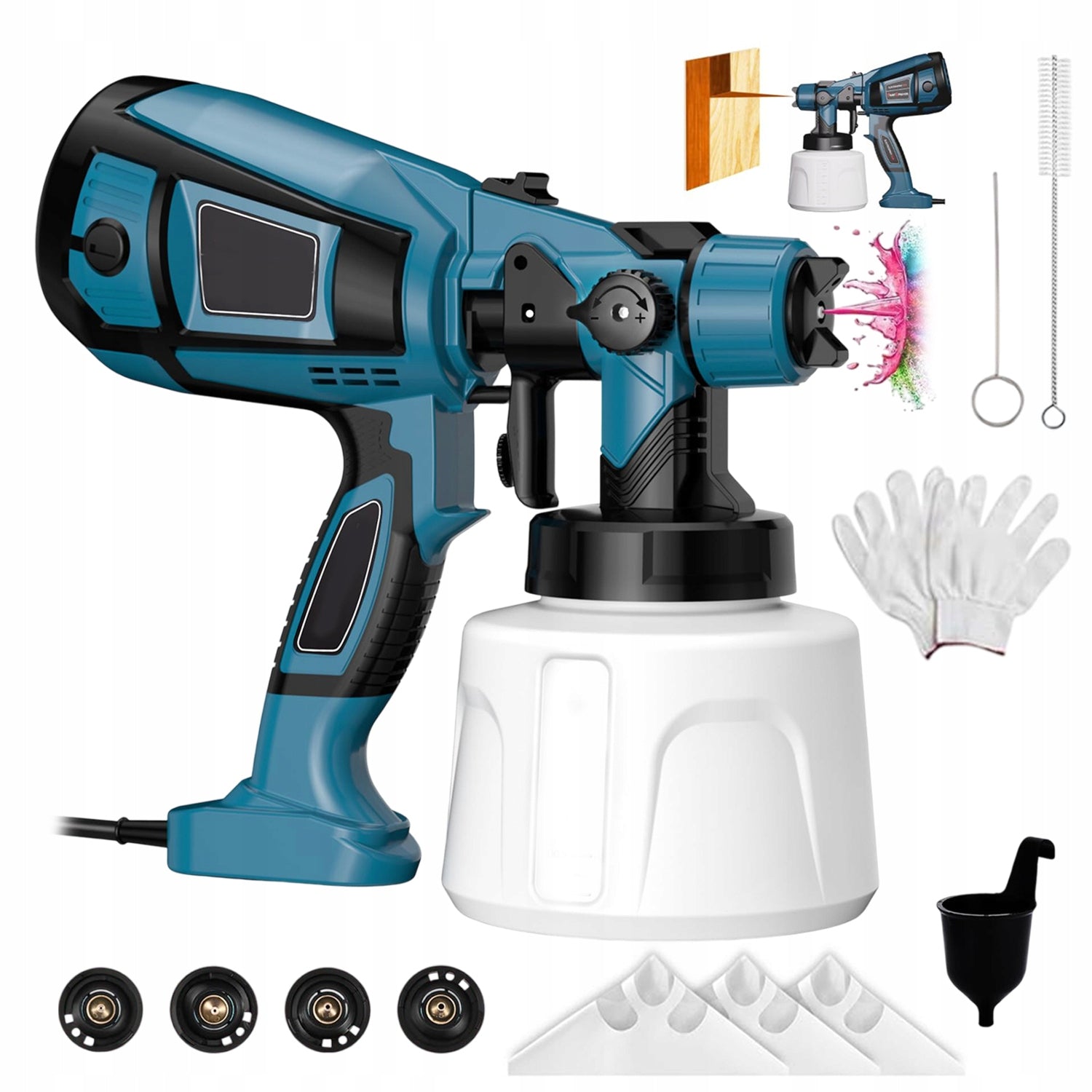 850W ELECTRIC PAINT GUN WITH REPLACEABLE NOZZLES 0.8/1/1.8/2.5MM