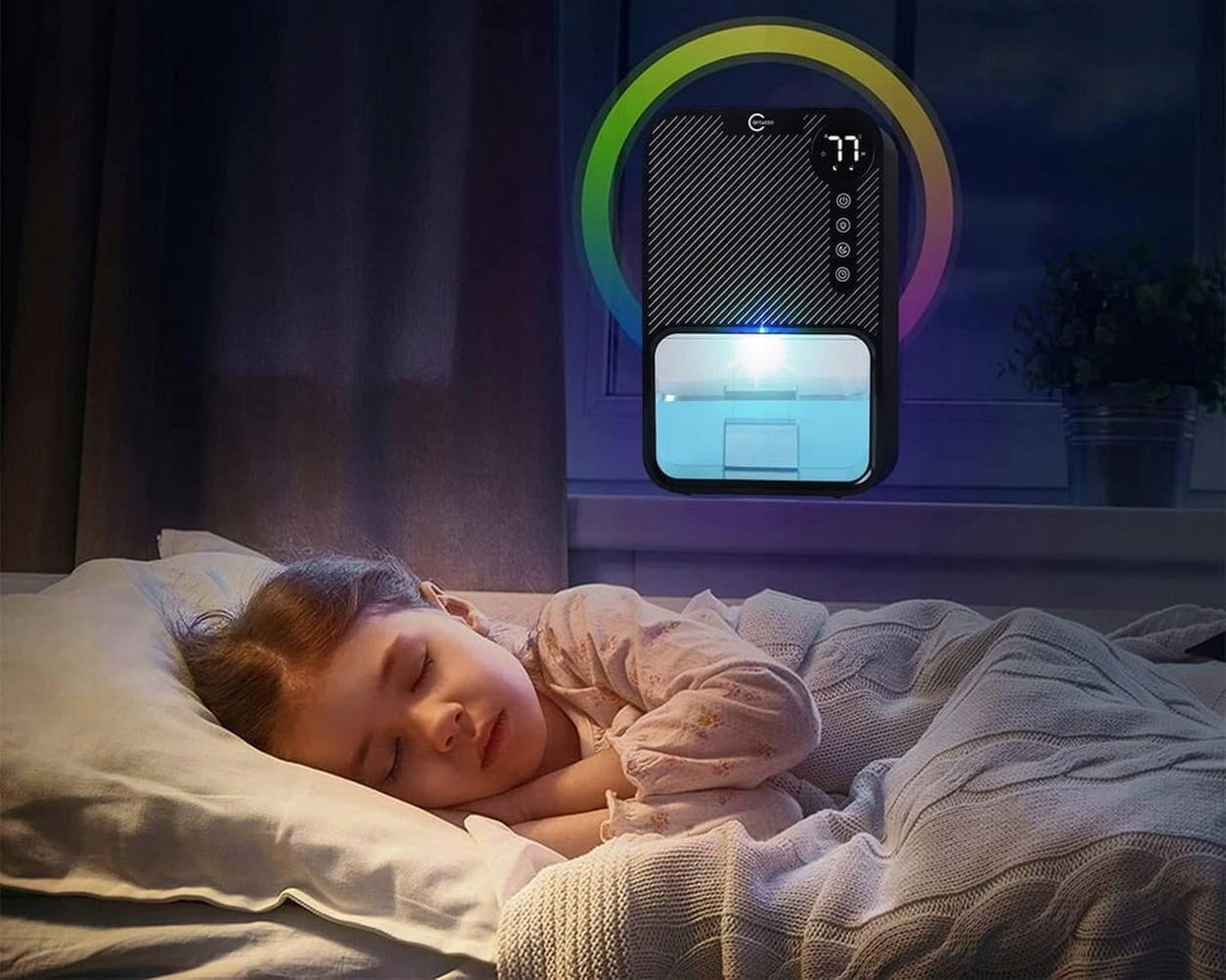 85W dehumidifier and air purifier LCD moisture absorber 3,8L black LED RGB Batteries included no