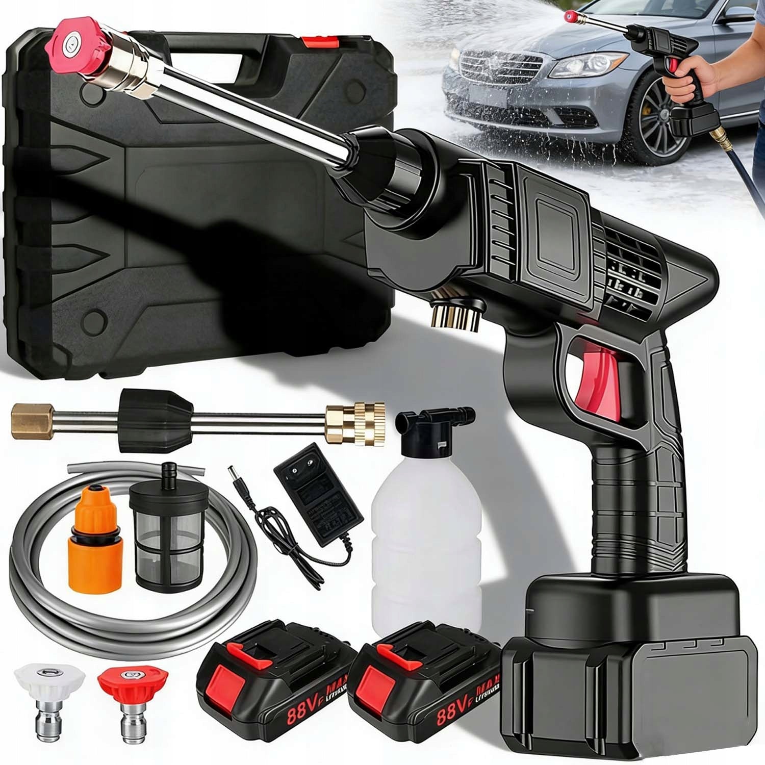 88VF 10000MAH CORDLESS PRESSURE WASHER WITH 2 BATTERIES