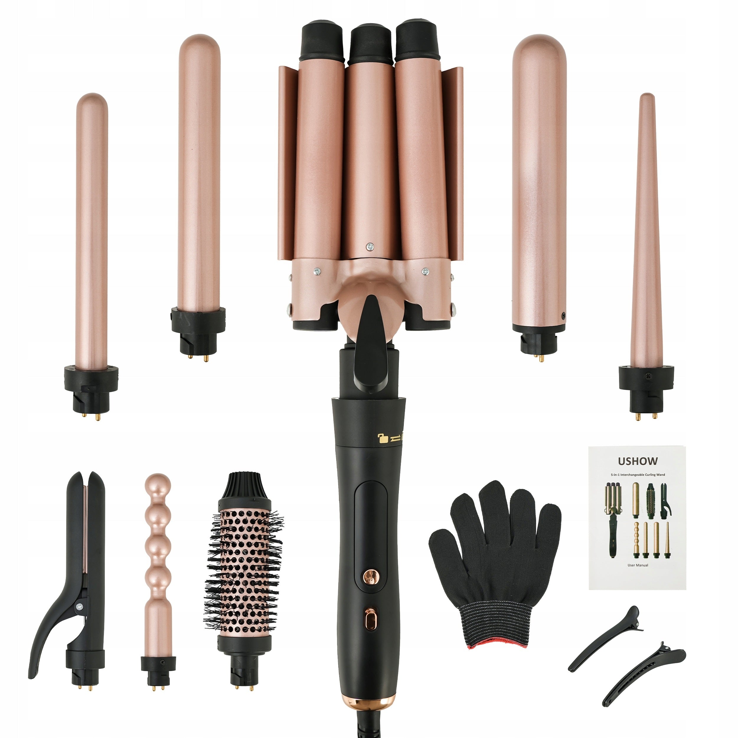 8IN1 CERAMIC 45W MULTIFUNCTION CURLER WITH TEMPERATURE CONTROL REMOVABLE