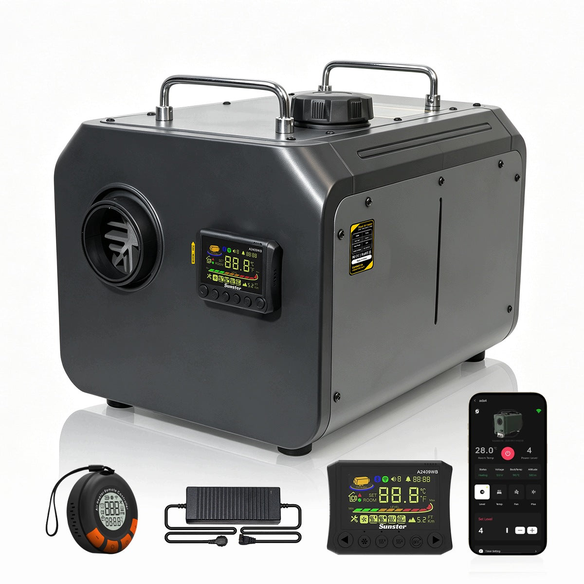 8KW WiFi CO 12V/24V 230V Diesel Heater Motorhome Truck Garage Manufacturer code TP RO