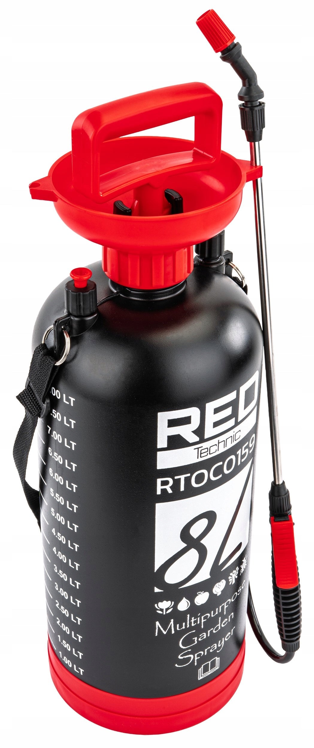 8L HANDHELD PRESSURE SPRAYER FOR GARDEN ARM ADJUSTABLE LIGHT NOZZLE Product weight with unit packaging 1.5 kg