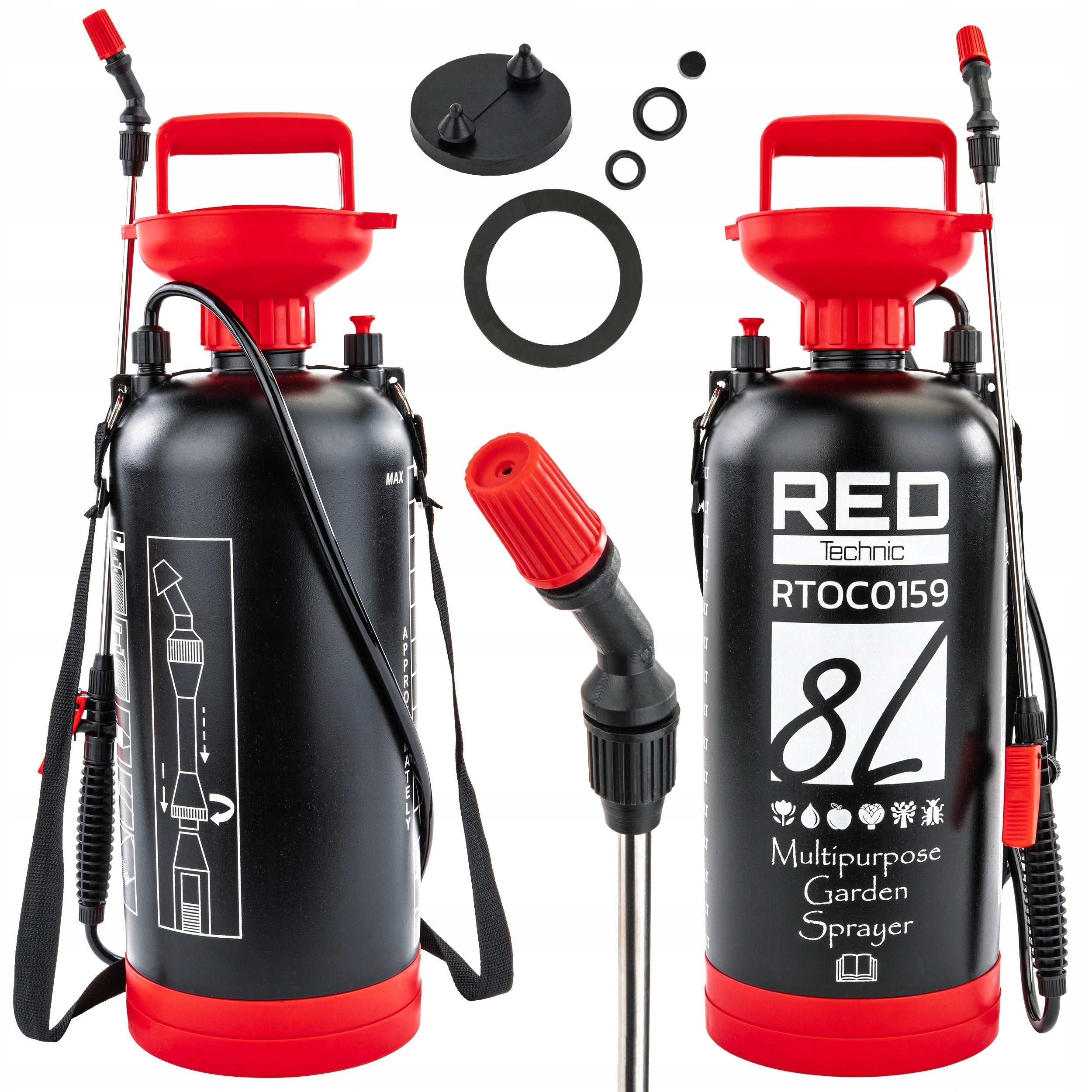 8L HANDHELD PRESSURE SPRAYER FOR GARDEN ARM ADJUSTABLE LIGHT NOZZLE