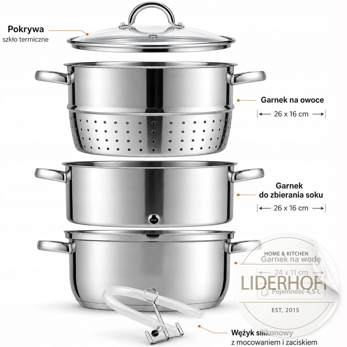 8L Juicer for Fruit Juice Steam Pot Steamer Stainless Steel INDUCTION Packaging status original