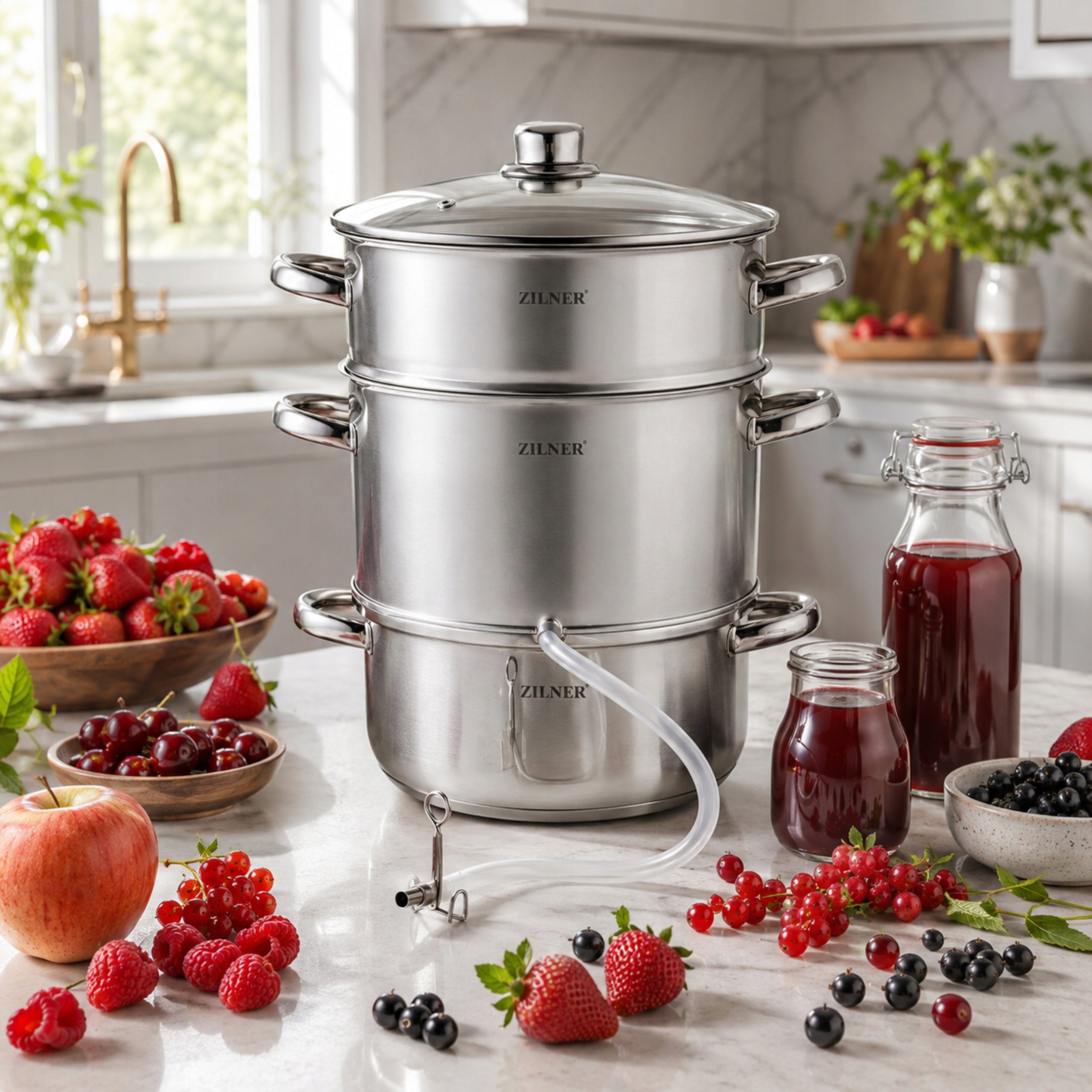 8L STEAM JUICER FOR FRUIT FOR INDUCTION GAS LARGE STAINLESS STEEL + PDF Manufacturer code ZL 5220 + pdf