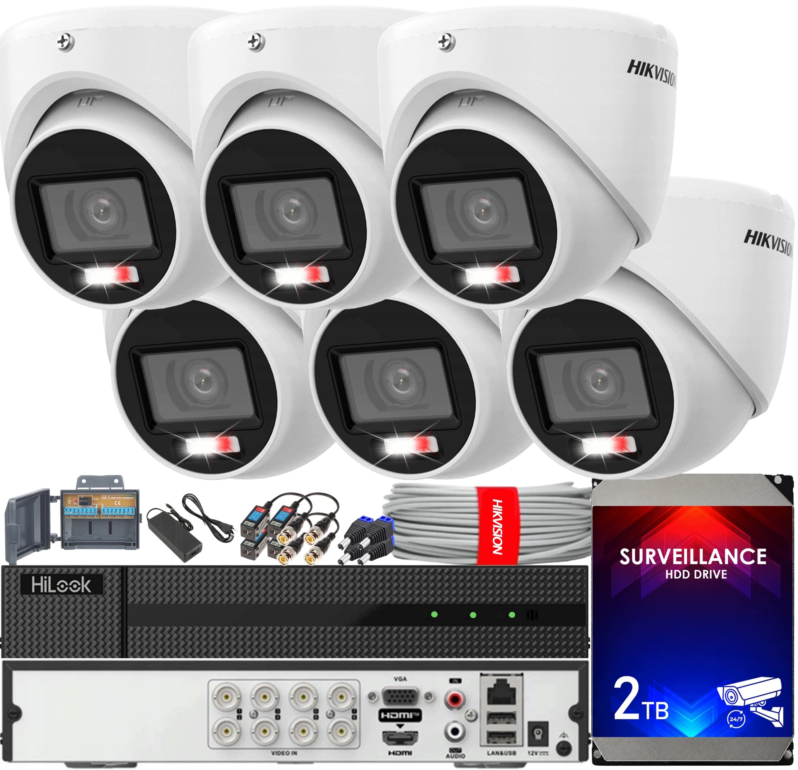 8MP Monitoring Kit Hikvision 6 Outdoor Cameras Drive 2TB Application