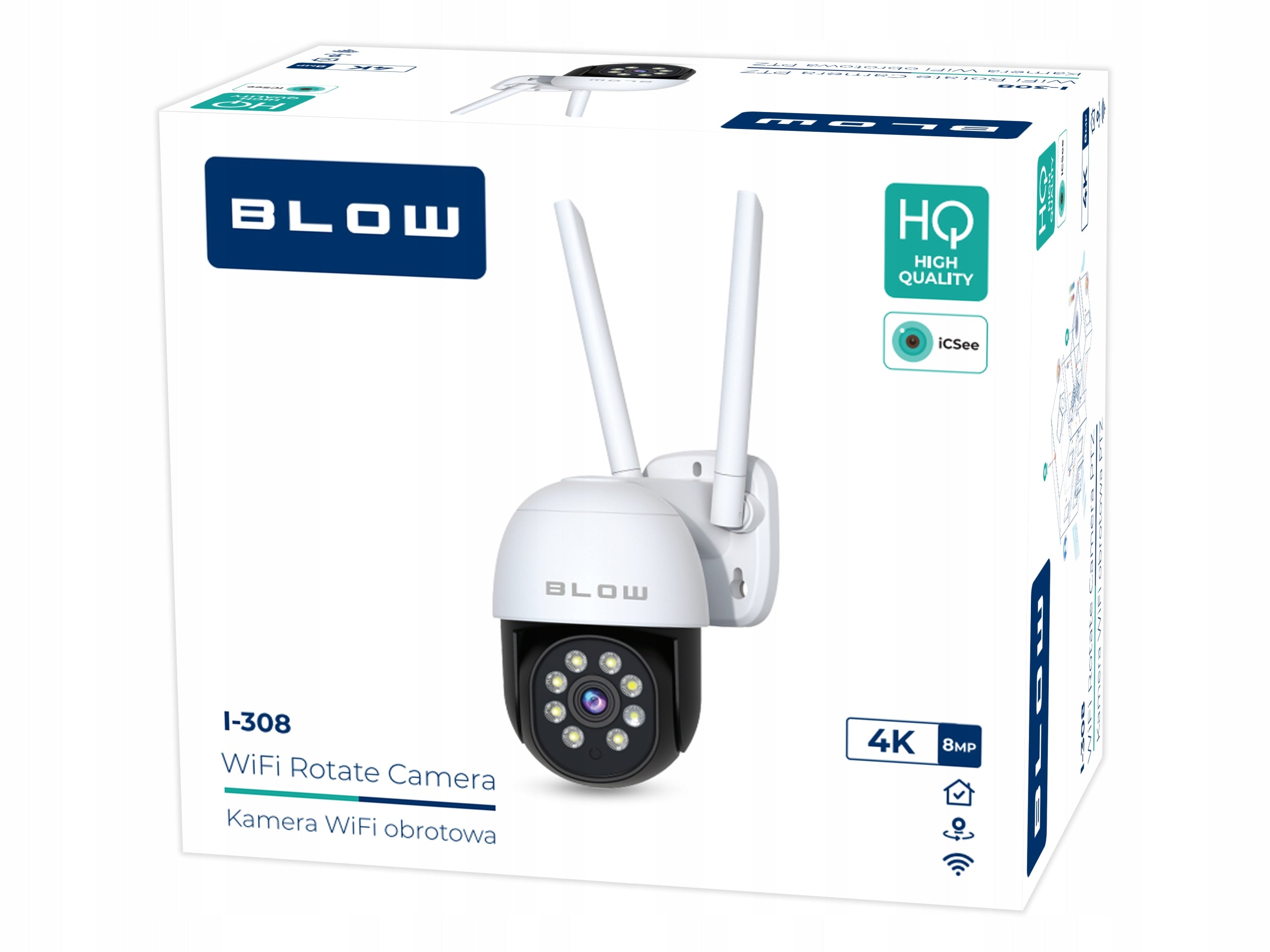 8MPx WIFI IP CAMERA ROTATING ICSEE SMART HD EXTERNAL PTZ ZOOM DETECTION Product weight with unit packaging 0.53 kg