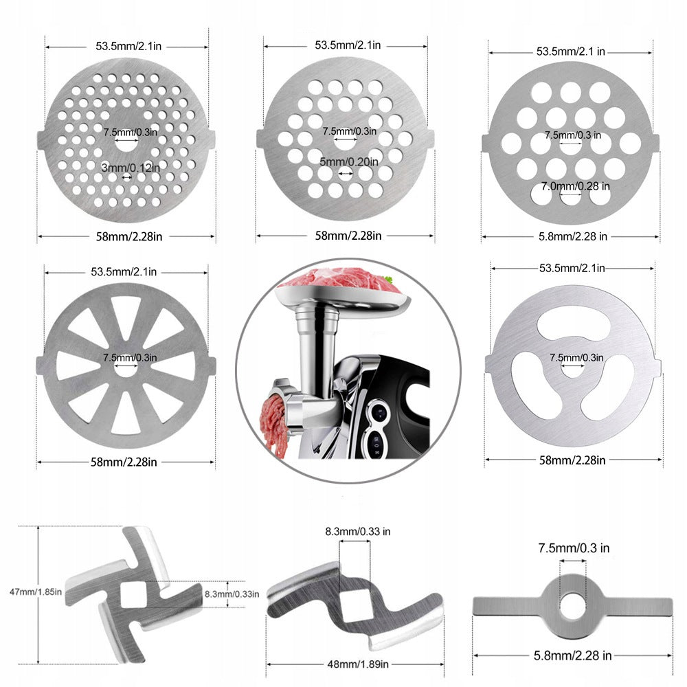 8Pcs Meat Grinding Blades, Grinding Machine Discs for CUTTING BLADE ACCESSORIES Packaging status original