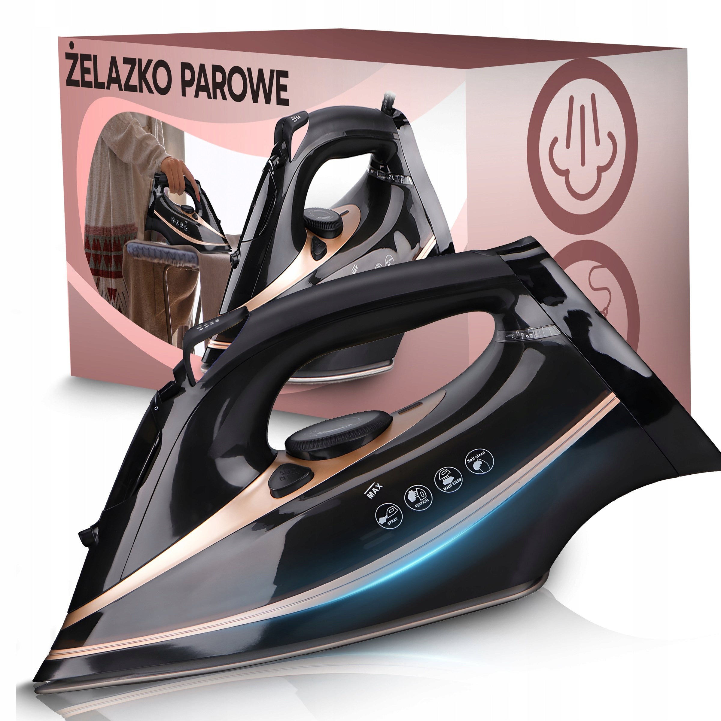 8in1 STEAM IRON HIGH POWER 2600W CERAMIC ANTI-CALC ANTI-DRIP COATING Packaging status original