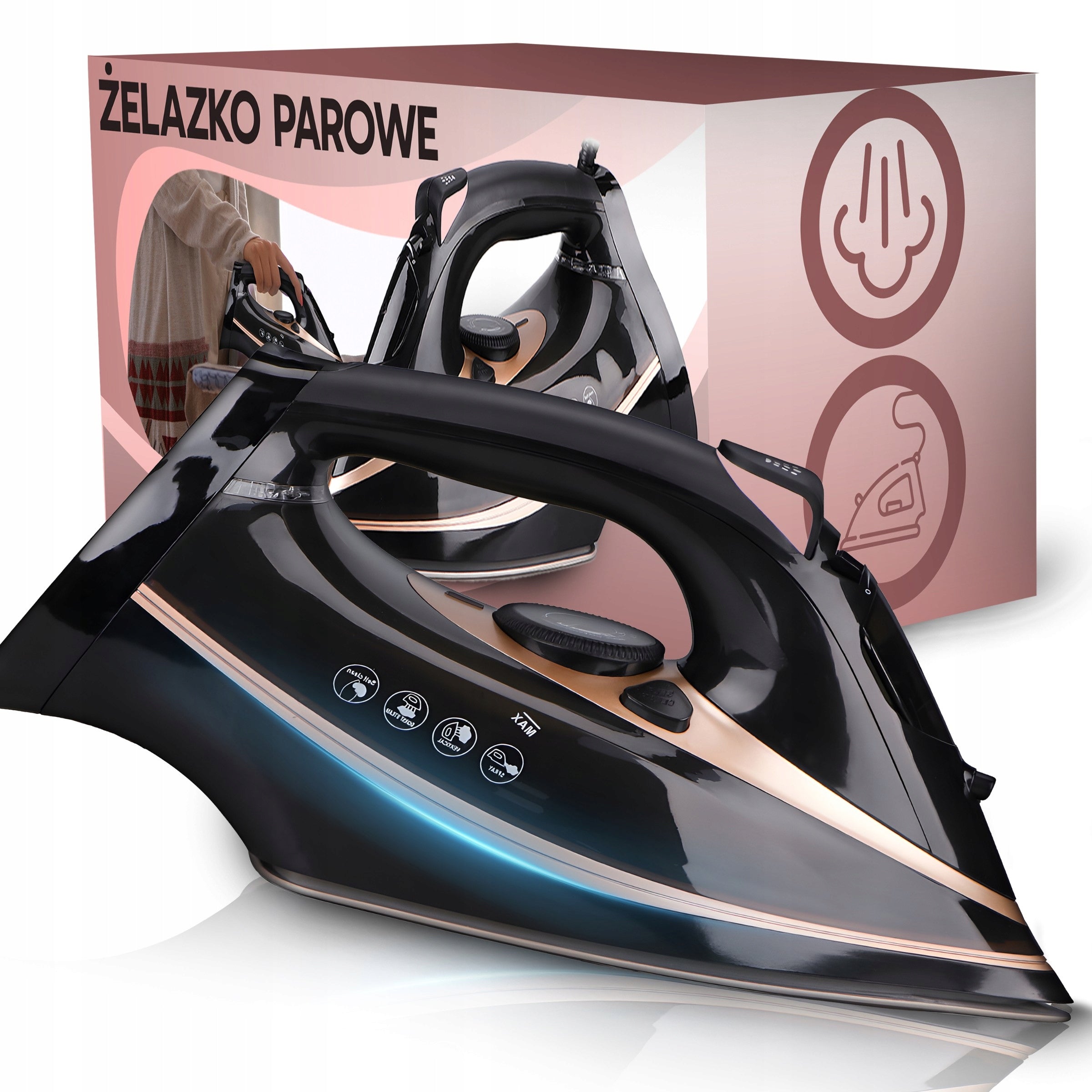 8in1 STEAM IRON HIGH POWER 2600W CERAMIC ANTI-CALC ANTI-DRIP COATING