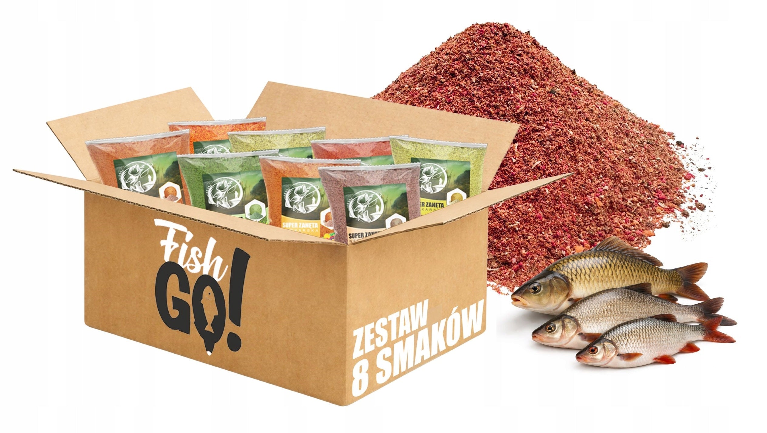 8x FISHING BAIT 1KG SET OF MIX FLAVORS method feeder for carp fish Packaging status original
